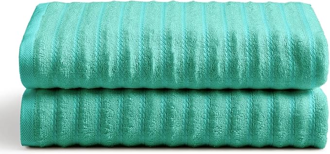 Cosy House Collection Luxury Rayon Derived from Bamboo Blend 2-Pack Towel Set - Ultra Soft, Absorbent and Quick Drying - Plush Cotton Hotel Spa Quality - 27" x 54" (Bath Towel, Turquoise)