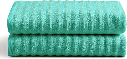 Cosy House Collection Luxury Rayon Derived from Bamboo Blend 2-Pack Towel Set - Ultra Soft, Absorbent and Quick Drying - Plush Cotton Hotel Spa Quality - 27" x 54" (Bath Towel, Turquoise)