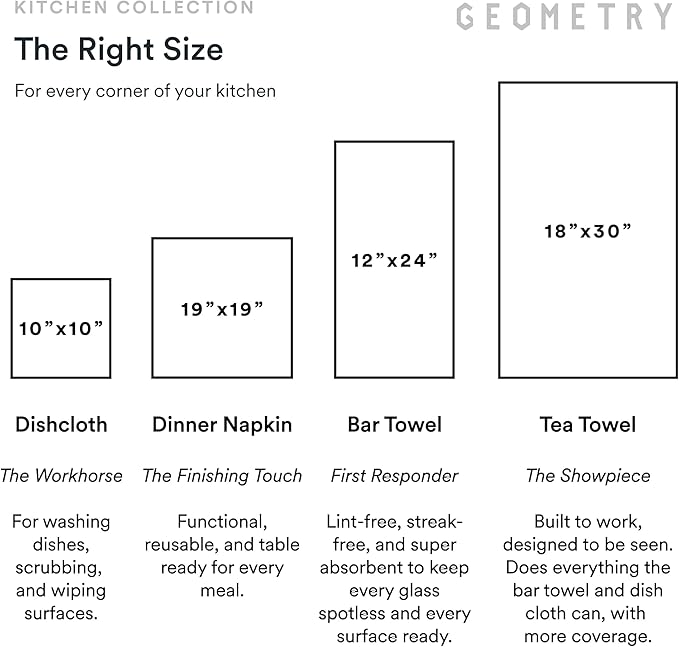 GEOMETRY Kitchen Tea Towels - Quick Dry Microfiber Dish Towels for Kitchen - Ensemble Neutre 18" x 30" - 2 Pack