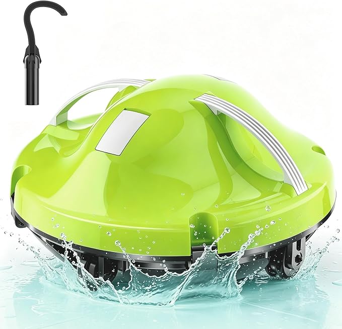 2026 New Cordless Robot Pool Vacuum, Automatic Pool Cleaner Robot with Dual-Motor, 130mins Runtime & Auto Parking Robotic Pool Vacuum for Above Ground Pool Up to 1100 Sq.Ft,JQR-V201,Green