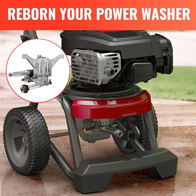 YAMATIC Pressure Washer Pump, Max 2500 PSI 2.2 GPM SRMW22G26-EZ Pump Replacement for Troy Bilt, Craftsman, Briggs & Stratton, Karcher, Brute, Homelite, Front Inlet/Outlet