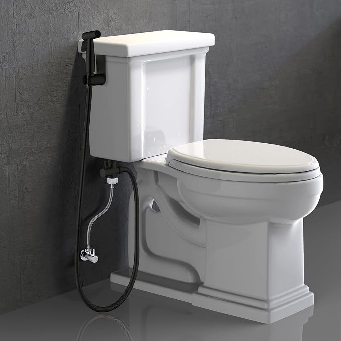 SHAMANDA Handheld Bidet Sprayer for Toilet, Stainless Steel Baby Cloth Diaper Sprayer Kit, Bathroom Toilet Bidet Attachment Set for Bathing Pets Feminine Hygiene, Matte Black BDS01-7