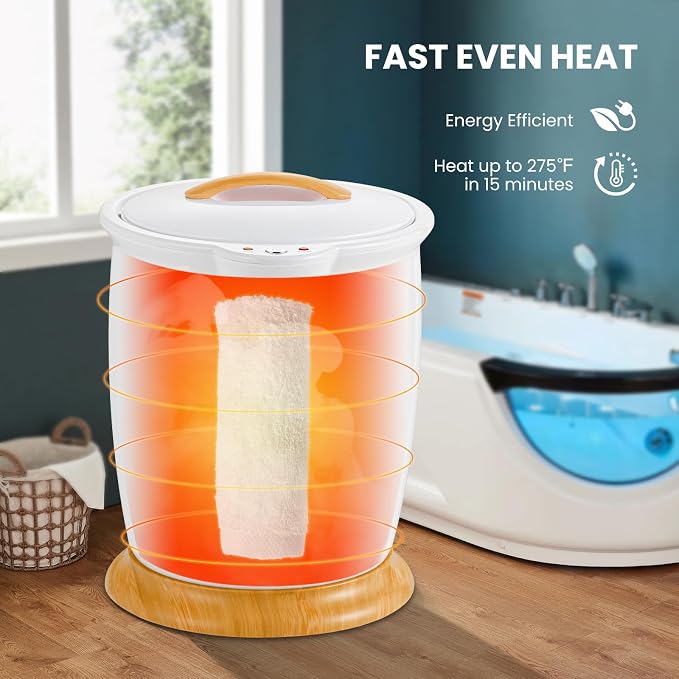 WELLHUT Towel Warmer Bucket Towel Warmers for Bathroom with Fragrance Holder, Luxury Spa Hot Towel Warmer, Towel Heater, Auto Shut Off, Holds Two 40"X70" Oversized Towels, Bathrobes, Blankets