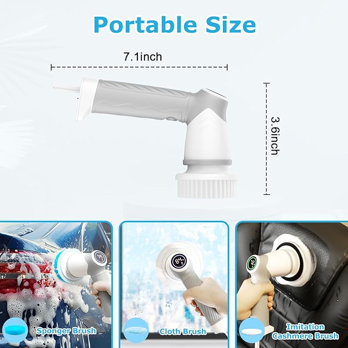 DAESUNG Electric Spin Scrubber, New Electric Bathroom Brush with 6 Replaceable Heads, Power Scrubber with LED Display, Electric Scrubbers for Cleaning Shower, Tile, Grout, Sink