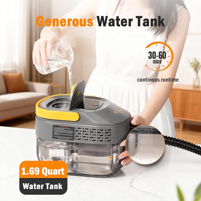 1.69 Quarts Handheld Steam Cleaner for Home Cleaning Portable Steam Cleaner for Car, Carpet, Furniture, Tile Floor, Dirt, Grease, Grout