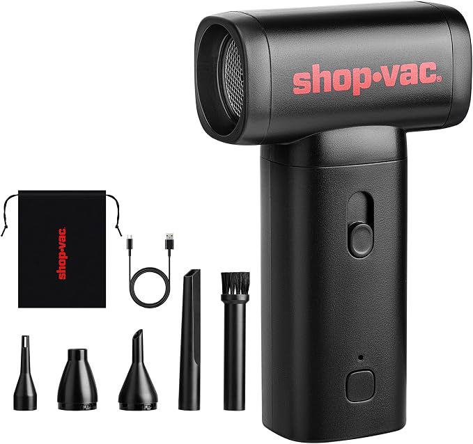 Shop-Vac Electric Air Duster, 100000RPM Cordless Air Blower with Brushless Motor, Rechargeable and Variable Speed Dust Blower for Computer, Keyboard, House, Outdoor and Car
