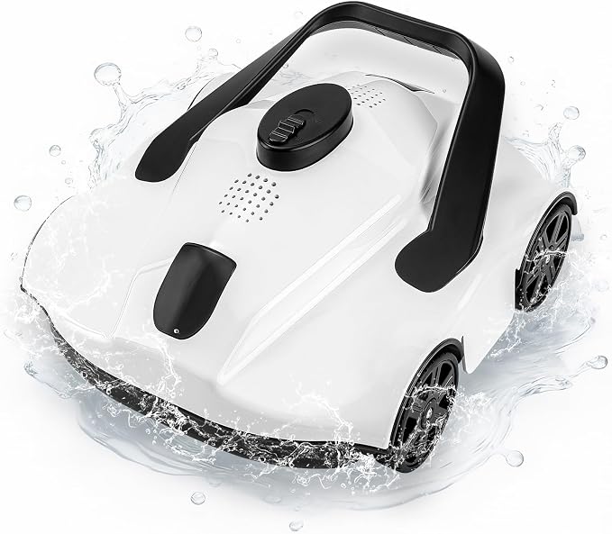 Garvee Cordless Robotic Pool Vacuum Cleaner with 130-Min Runtime, Self-Parking Technology for Above-Ground Pools up to 860 Sq.Ft, Efficient Filtration & Portable Design