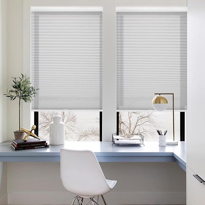 MYshade 1.5-Inch Cellular Cordless Light Filtering Shades, Honeycomb Window Blinds for Soft Daylight & Privacy, Thermal Insulation, Child Safe, Inside or Outside Mount (42" W x 72" H, Grey)