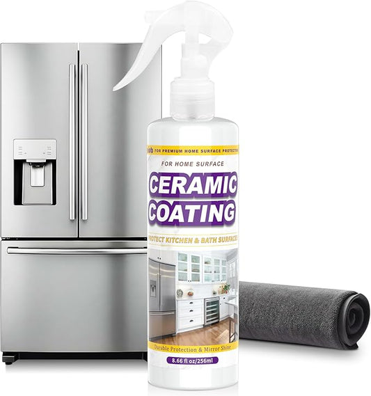 Ceramic Coating Spray for Kitchen Appliances & Stainless Steel –8.66oz Easy Cleaning & Long-Lasting Multi-Surface Shine – Fingerprint Resistant Cleaner & Sealer for Sinks, Fridges, Stoves