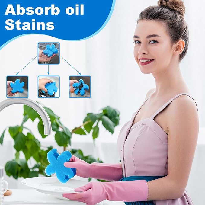 Patelai 40 Pcs Hot Tub Sponge Spa Cleaning Sponges for Hot Tub Oil Absorbing Cleaning Scum for Spa, Bathtub and Swimming Pool to Soak up Oils Bathtub Accessories(Blue Starfish)
