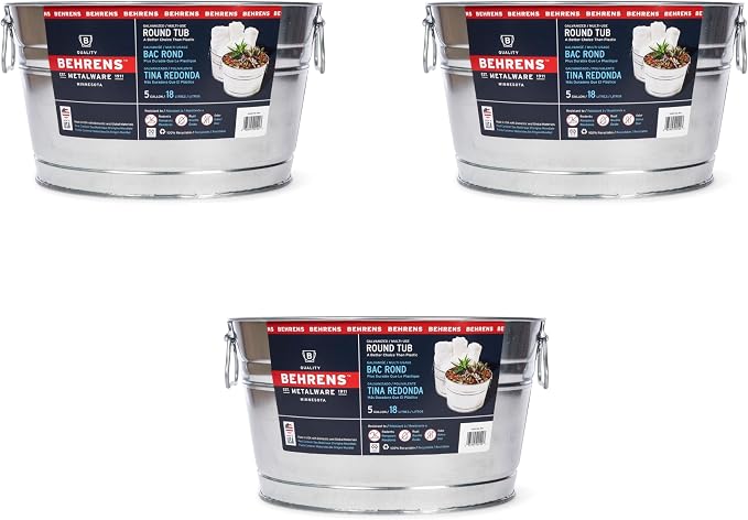 Behrens 5 Gallon Round Steel Tub (3 Tubs)