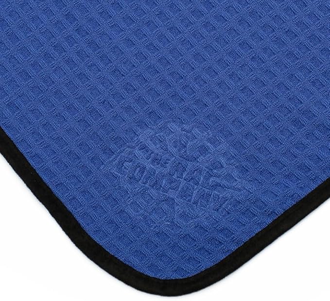 The Rag Company Dry Me A River, Professional Korean 70/30 Blend Microfiber Waffle-Weave Drying & Detailing Towels, Soft Suede Edges, 390 GSM, 16x24 Inches, Royal Blue, 3-Pack