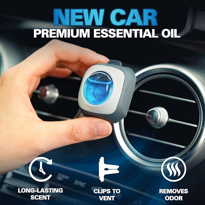 Air Jungles 3-in-1 Fresh Linen Odor Eliminator Balls 6 Count, New Car Scent Car Air Freshener Clip, 6 Vent Clips, and 3in1 Leather Cleaner Wipes 70 Count