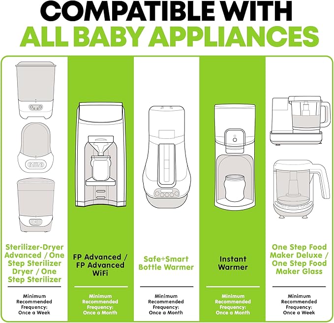 Durabasics [2 Pack] Baby Bottle Sterilizer Descaler – Compatible with Baby Brezza Sterilizers – Citric Acid Formula, Odorless, Helps Remove Mineral Buildup – Made in USA – 16oz