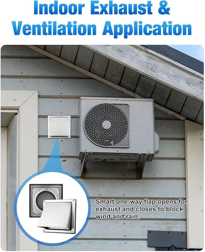 4" Dryer Vent Cover Outside with Stainless Steel Guard Metal Dryer Exhaust Vent Cap and Detachable Extended Pipe Vent Hood, Non-Return Flap with Sealing Gasket Grille, Easy Install