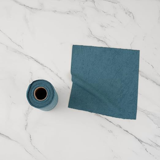 Restaurantware-Clean Tek Professional 11.8 x 11.8 Inch Microfiber Towel Rolls, 30 Reusable Towel Rolls - 30 Tear Away Sheets Per Roll, Perforated, Teal Microfiber Cloth, For All The Cleaning Tasks