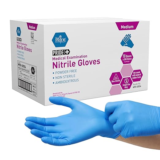 MED PRIDE Medical Examination Nitrile Gloves|Medium Case of 2000| Blue, Latex/Powder-Free, Non-Sterile Exam Gloves| Professional Grade for Hospitals, Law Enforcement, Tattoo Artists, First Response