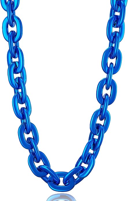 Passed colorfast test,Large Plastic Chain Necklace, 2 Pack / 4 Pack Optional,Hip-hop Rapper Big Chunky Fake Necklace , Super long Detachable, Non-fading Party Clothing Plastic Jewelry Necklace Decoration, Women and Men.