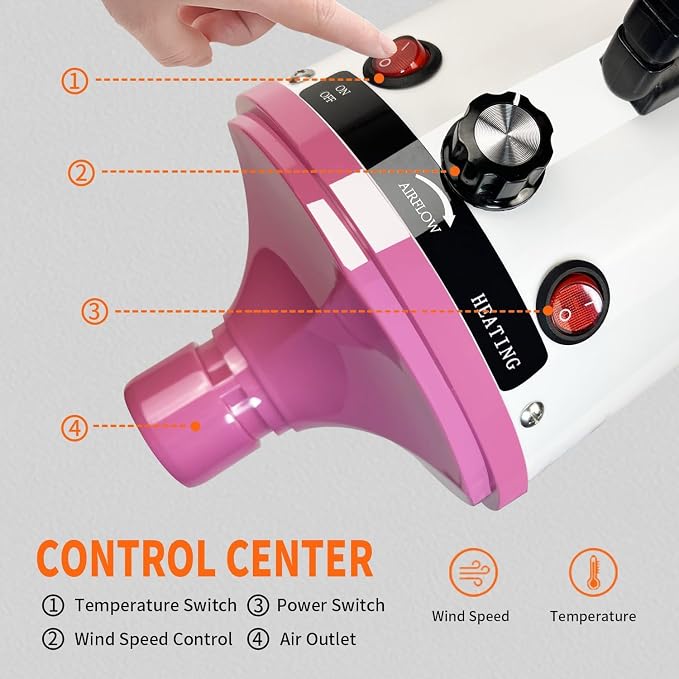 Dog Dryer,High Velocity Professional Dog Grooming Dryer,Adjustable Temperature and Speed with 4 Different Nozzles