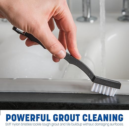 SPARTA Flo-Pac Grout Brush, Utility Brush with Nylon Bristles for Cleaning, Detail Work, and Janitorial Use, 7 Inches, Black, (Pack of 12)