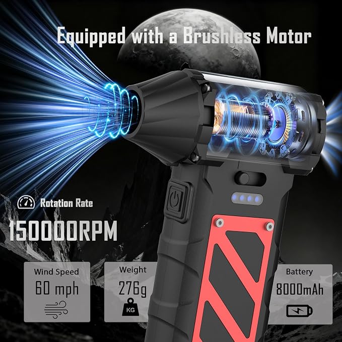 Electric Air Duster-Compressed Air Duster,60mph Wind Stepless Speed Canned Air for PC/Compute/Electronics/Home&Car Cleaning, 150000RPM Air Blower to Spray Air Can Dust Off Keyboard Cleaner (Black)