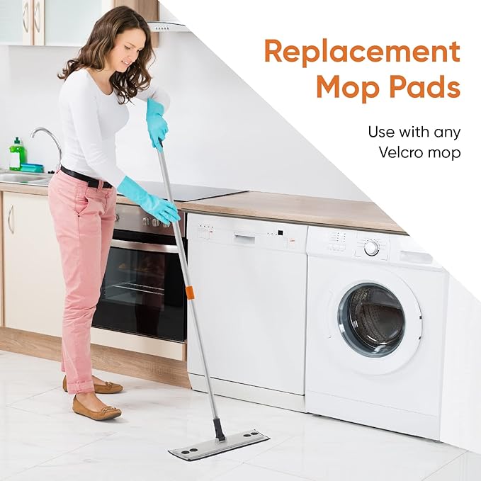 Superio Microfiber Mop Pads Refill, Replacement Head with Velcro, 16 Inch for Flat, Spray Mop Set - 3 Pack - Grey