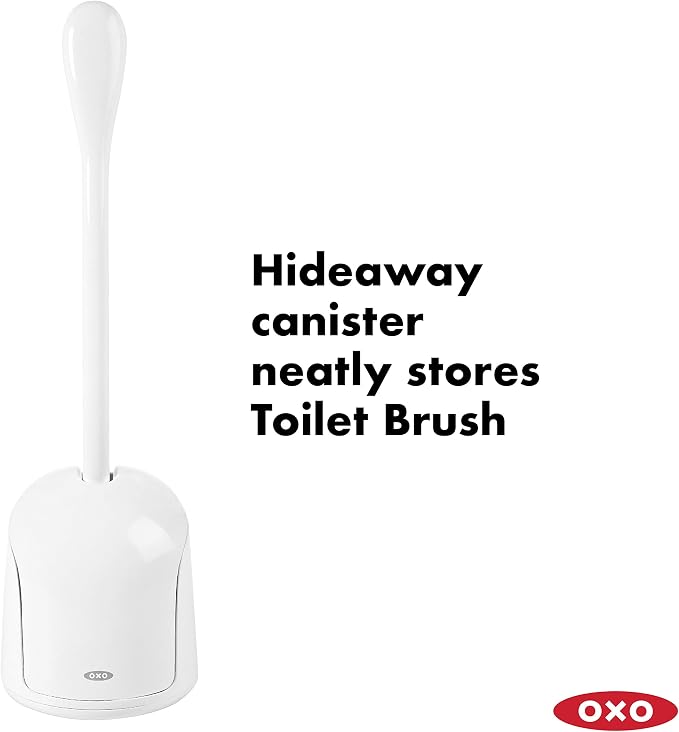 OXO Good Grips Compact Toilet Brush & Canister (White) and OXO Good Grips Toilet Plunger with Cover (White)