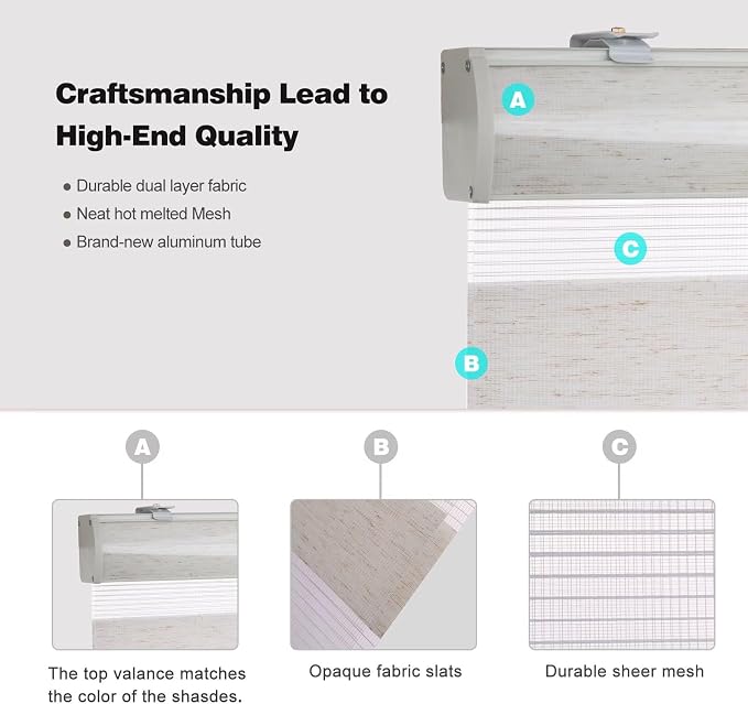 MYshade Roller Shades Zebra Blinds for Indoor Windows Cordless Day and Night Light Filtering Dual Layer Roller Window Blinds & Shades, Easy to Install, 30.5" W x 72" H, Linen Style