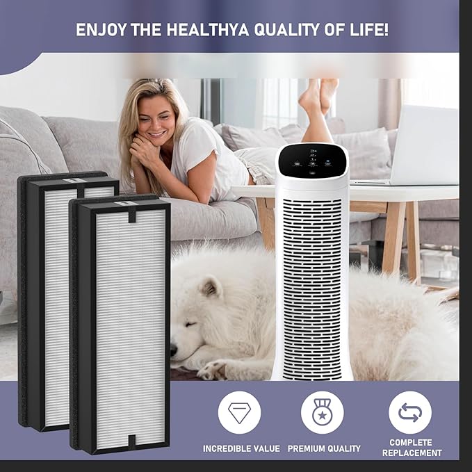 HFD300 Replacement Filter Compatible with Honeywell Air Genius 3,4,5,6 Series Air Cleaner Purifiers Models HFD300 HFD310, HFD320, HFD360, HFD314, HFD323CV1, 2 x HEPA & 4 x Activated Carbon Filter