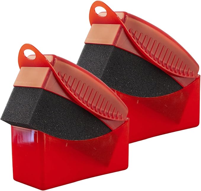 Car Tire Applicator Sponge Set of 2 Supplies Wheel Waxing Pad with Handle Fit for Easy Detailing Ergonomic Designs Reusable Tire Sponge (Red)