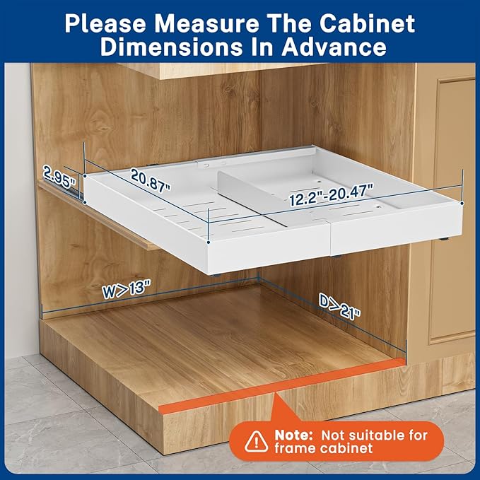Insputer 2 Pack Under Sink Organizer with 2 Pack Pull Out Cabinet Organizer Expandable Width(12.2"-20.47") & 21" Deep