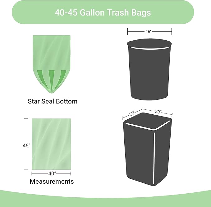 Reli. Biodegradable 40-45 Gallon Trash Bags | 100 Count | ASTM D6954 | Green | Eco-Friendly | Oxobiodegradable Under Certain Conditions (See Product Description)