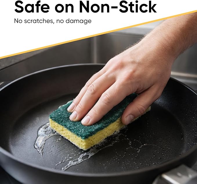 Kitchen Large Sponges for Washing Dishes, Non-Scratch Cellulose Dish Scrub Sponges, Cleaning Sponges for Household Use, Safe Cleaning Products, Kitchen Sponges Pack of 12, by Superio