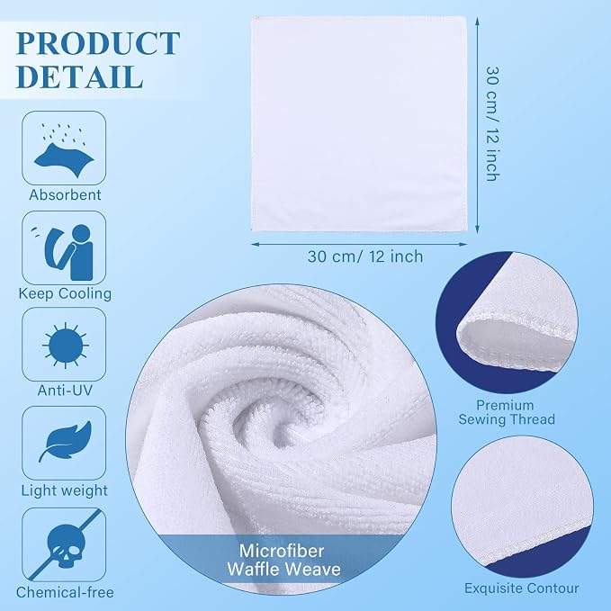 Breling 20 Pieces Sublimation Tea Towels Sublimation Towels Blank for Kitchen 12 x 12 Inch Soft Massage Polyester Absorbent Hand Towel Waffle Weave Microfiber Dish Tea Towel for Sublimations