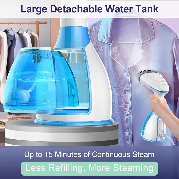 Steamer for Clothes, 15s Heat-Up Handheld Clothes Steamer with Dual Steam Holes, Strong Penetrating Steam, 1200W Portable Garment Steamer Fabric Wrinkle Remover with 300ml Large Tank for Home & Travel