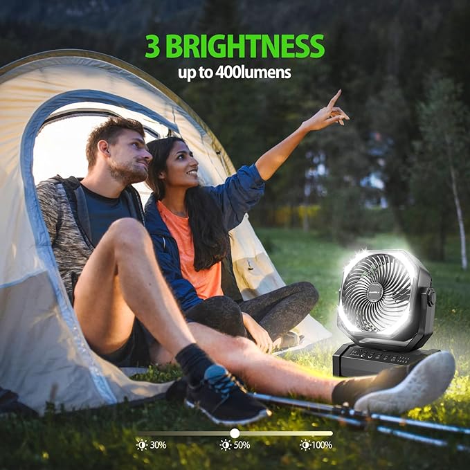 AddAcc 20000mAh Rechargeable Camping Fan + Compressed Air Duster, 30 Gear Stepless Speed, 70000 RPM Super Power Turbo Fan