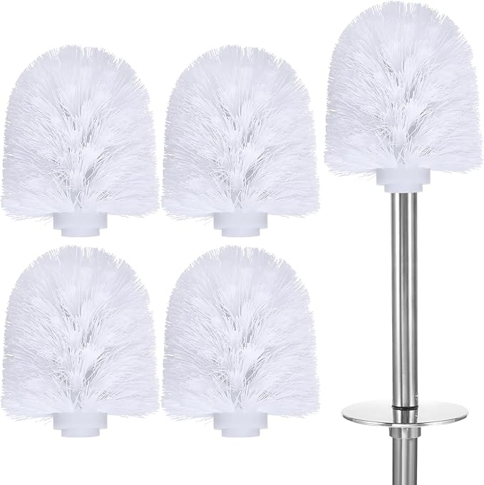 HOMSFOU 5Pcs Toilet Brush Replacement Heads - Universal Plastic Bowl Brush Heads with Dense Bristles, Spherical Design Bathroom Cleaning for Home, Hotel, Apartment