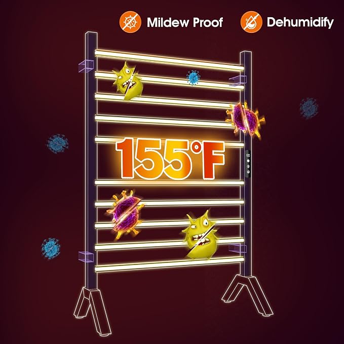 Poloma Wall Mounted & Freestanding Towel Warmer Rack for Bathrooms, Electric Heated Towel Rack Heater, Stainless Steel, Matt Black. CSA Certified.