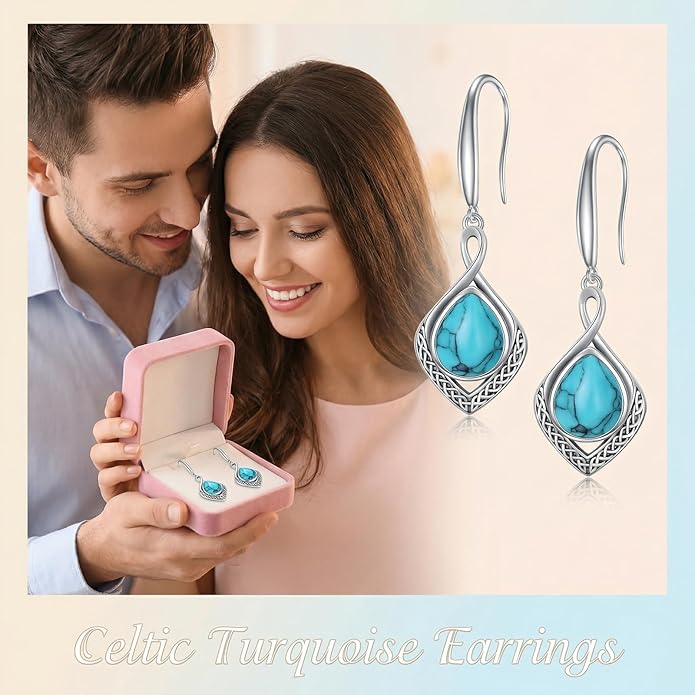 PELOVNY Celtic Knot Filigree Earrings for Women 925 Sterling Silver Moss Agate/Birthstone Infinity Earrings Birthday Christmas Jewelry Gifts for Mom Daughter Wife Sister