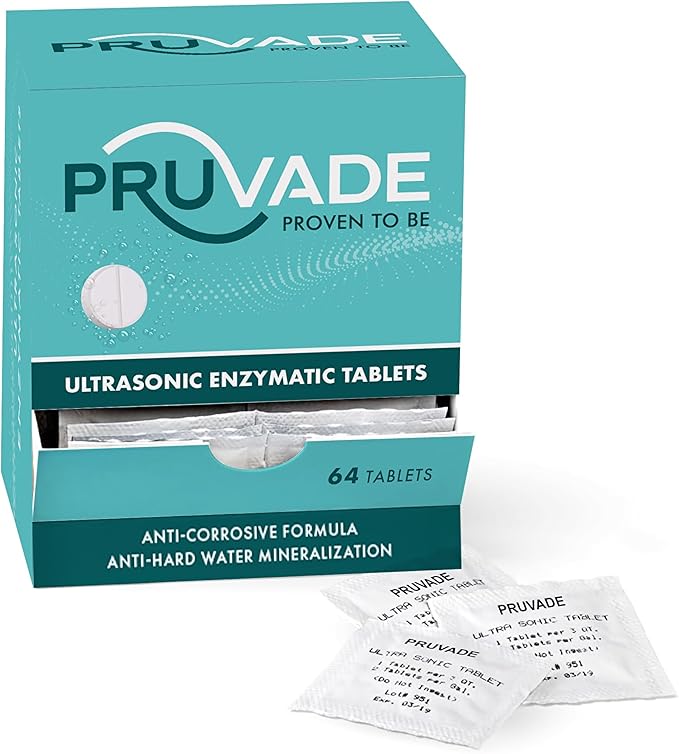 Ultrasonic Cleaning Tablets (64 Per Box) Dental Bio-Enyzmatic Tablet | For Dental Instruments, Retainer and Denture Cleaner - Ultrasonic Retainer Cleaner | 2 Tablets Per Gallon
