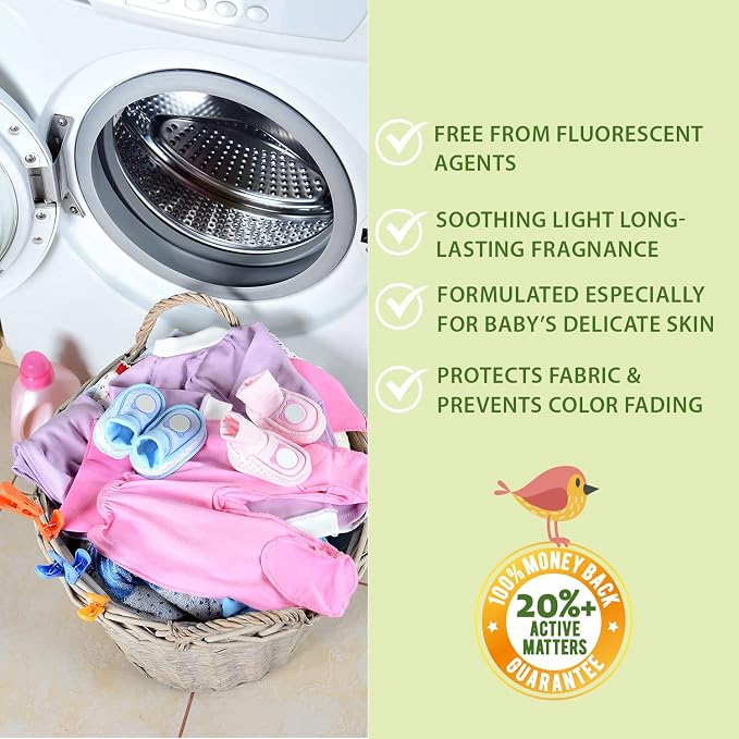 WBM Care Liquid Baby Laundry Detergent, 100 Loads | 68 oz | Gentle formula designed for baby clothes, ensuring effective cleaning and care for delicate skin