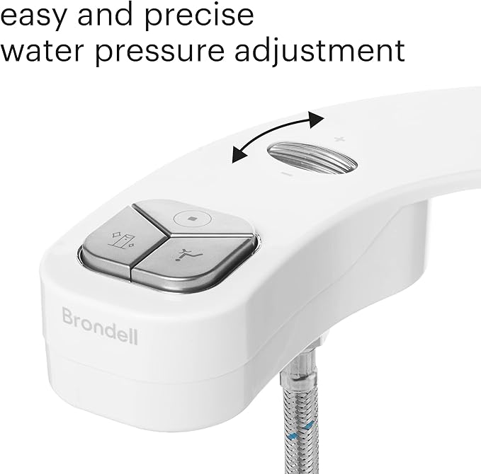 Brondell FSP-150 FreshSpa Thinline Precision Essential Bidet Attachment for Toilet Seats with Adjustable Water Pressure, Side Arm Control, Thin Profile, White (Single Nozzle)