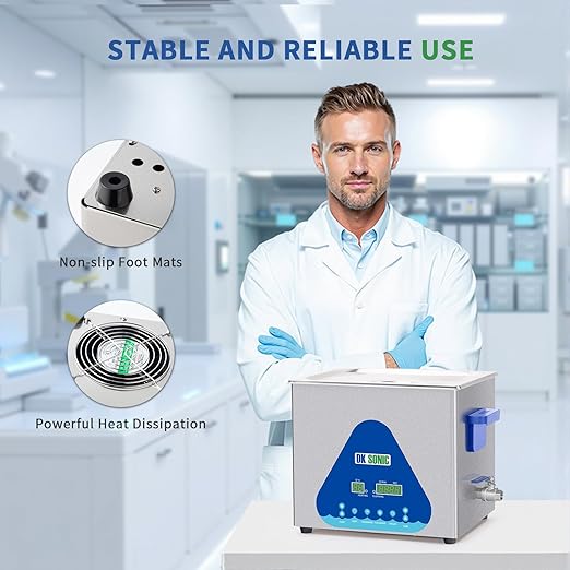 DK SONIC Ultrasonic Cleaner 10L,240W Industrial Ultrasonic Parts Cleaner with Heater&Timer, Digital Control&Basket, Multiple Functions for Motorcycle Engines,Carburetors, Chains