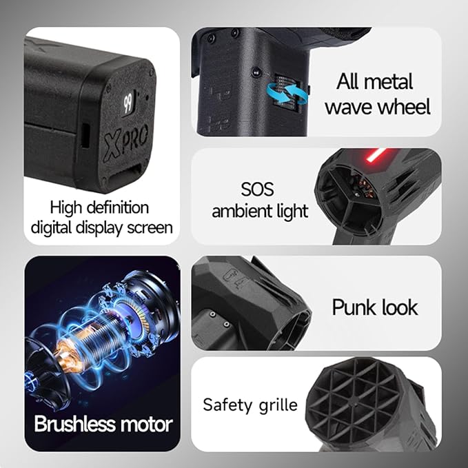 Compressed Air Duster, 16000mAh Rechargeable Cordless Air Blower, with 4 Lighting Effects, 1500 Grams Thrust, for Computer, Keyboard, Outdoor, House and Car