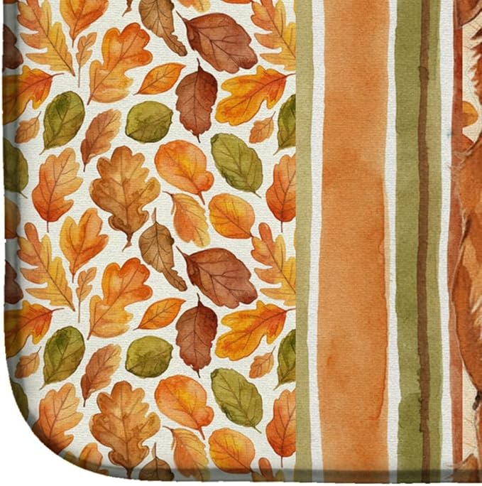 Caroline's Treasures Orange Nova Scotia Duck Tolling Retriever Heirloom Fall Dish Drying Mat Absorbent Dish Drying Mat Pad for Kitchen Counter Dish Drainer Mat for Countertop, 14 x 21", Multicolor