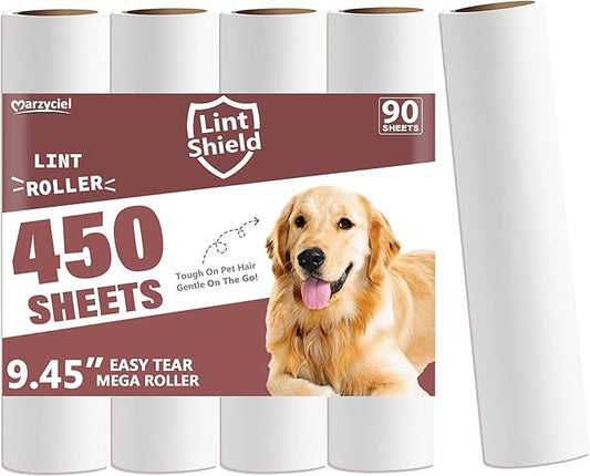 Lint Roller Refills (5 Packs, 450 Sheets) Lint Rollers for Pet Hair, Extra Sticky Refills, Compatible with 9.45-inch lint Rollers requiring a 1.5-inch Inner Diameter