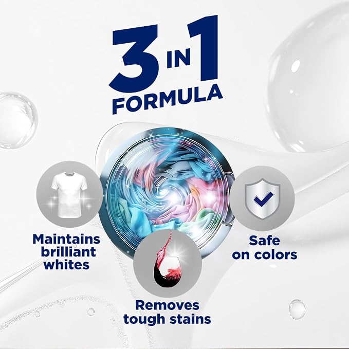OxiClean Triple Action White Revive Laundry Whitener Powder, 6.5 lbs | Use with Detergent, Whitens and Brightens Clothes, Removes Tough Stains, Color Safe, Chlorine Free
