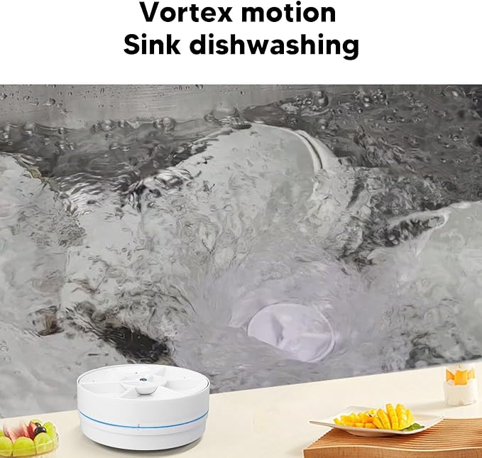 USB Dishwasher, Ultrasonic Dish Washing Machine for Fruit Vegetable, Household Small Dishwasher for Trip, Apartment, Home, Dorm, Kitchen Supply (Blue)