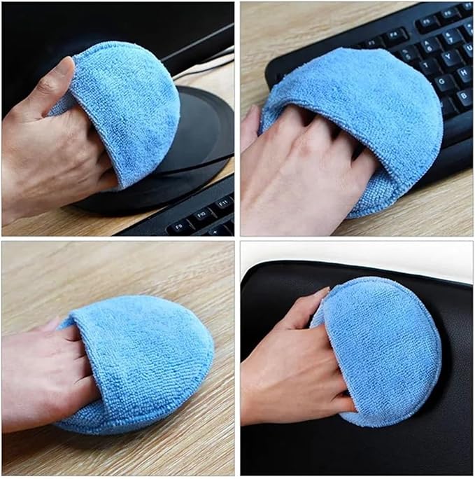 5 Inch Microfiber Wax Applicator Pad, Round Foam Sponges for Vehicle Detailing Motorcycle Daily Care(Blue 5pcs)