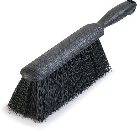 SPARTA Flo-Pac Bench Brush, Small Counter Broom with Handle for Cleaning Smooth Surfaces, 8", 1 Count, Black
